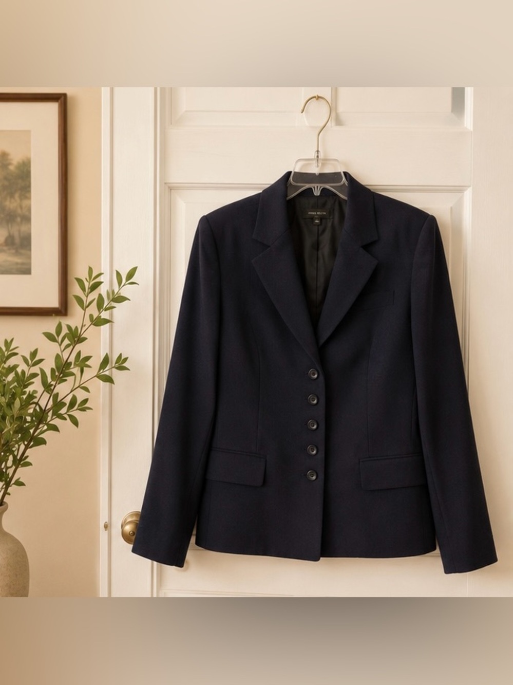 Anne Klein Navy Blue Suit Jacket Blazer Size 14W Career Wear